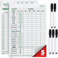 SWOOC Games® - 5 Big Premium Laminated Yardzee & Farkle Score Cards (11.5in x 8in) with Rules - Large Reusable Dry Erase Pads for Giant Outdoor Dice