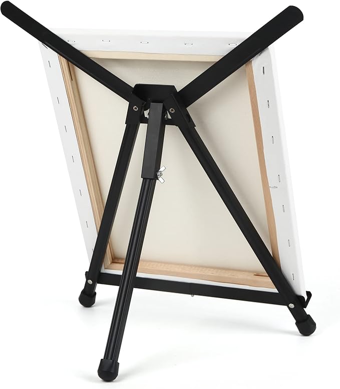 Falling in Art Aluminum 15" to 21" Tabletop Easel Display, Black Tripod with Rubber Feet, Holds Canvas, Paintings, Books, Photos, Signs (Pack of 2)