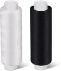Bupete 2 Rolls White Black Thread for Sewing, 200 Yards Each Roll Sewing Thread, Polyester Threads for Sewing Machine Embroidery Hand Stitching