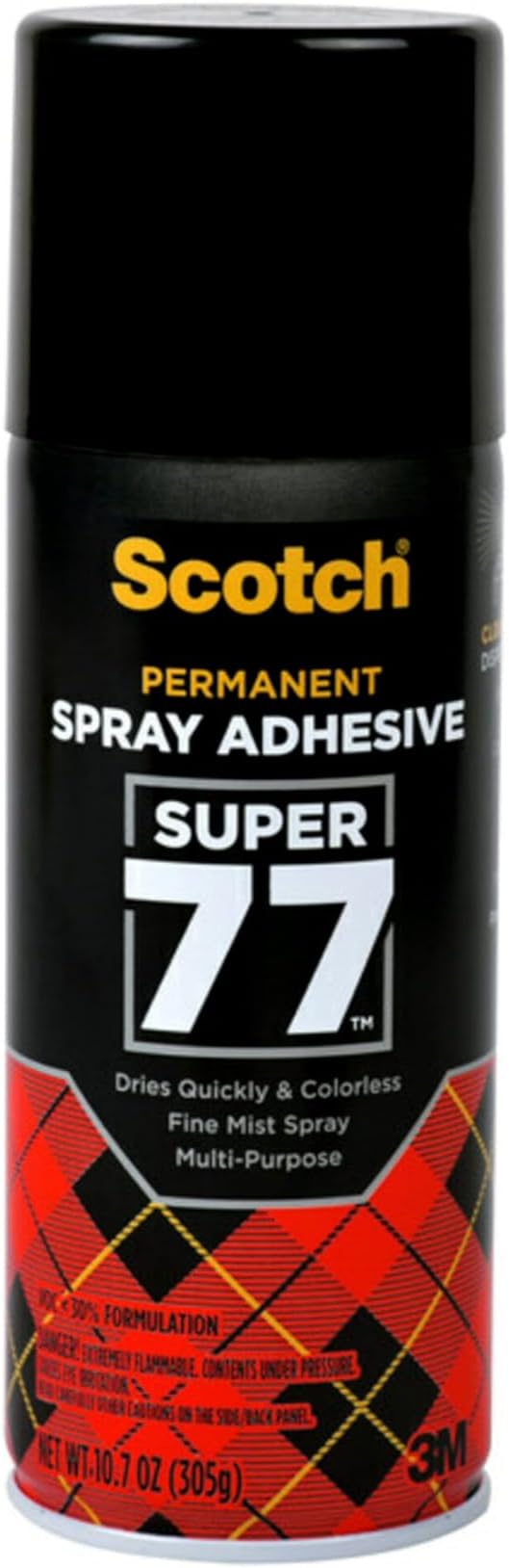 Scotch Super 77 Multipurpose Adhesive Spray, Bonds to Fabric, Cardboard, Plastic, Metal, Wood, Felt, and More, 10.7 Ounces (7716)
