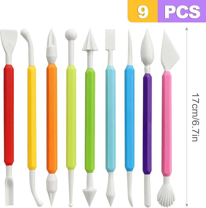 ZeriLion 9 Pcs Clay Sculpting Tools Set for Adults, Double-Ended Pottery Carving and Modeling Tools for Professional Air Dry and Polymer Clay Crafting
