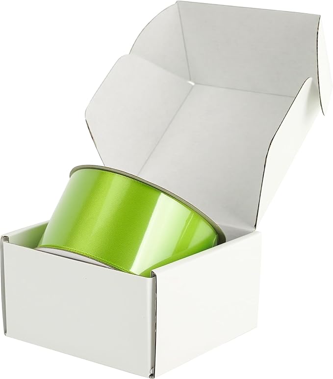 HUIHUANG Lime Green Satin Ribbon - 2 inch Wide, Double Faced, Neon Green for Gift Wrapping, Bows, Bouquets, DIY Crafts, Weddings & Parties - 25 Yards/Roll