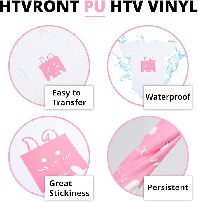 HTVRONT Pink HTV Heat Transfer Vinyl Bundle: 11 Pack 12" x 10" Iron on Vinyl for T-Shirt, Heat Transfer Vinyl for Silhouette Cameo or Heat Press Machine