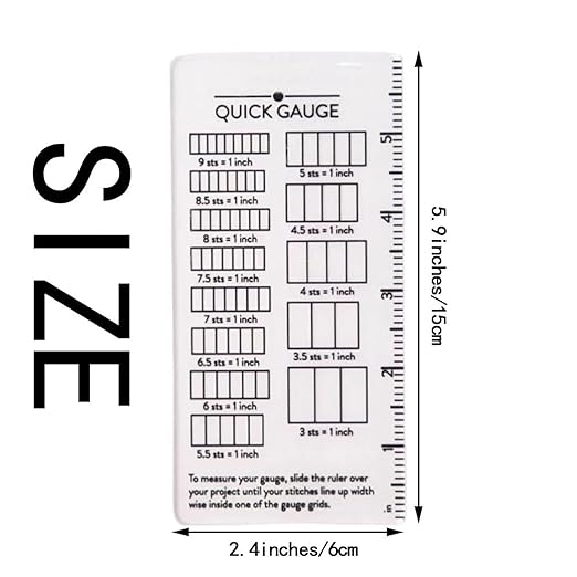 Quick Gauge Ruler, Gauge Ruler for Knitting and Crochet, Scarf Keychain Knitting No Counting Needed, Slide Sewing Rulers and Guides for Fabric Stitch Measuring Crochet Tool(4pcs)