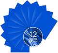 Blue PU Heat Transfer Vinyl, 12 Pcs 12"x10" HTV Sheets – Soft & Stretchable Iron-On Vinyl, Easy to Cut & Weed, Compatible with Cricut & Silhouette – Perfect for 4th of July Shirts & Patriotic Crafts