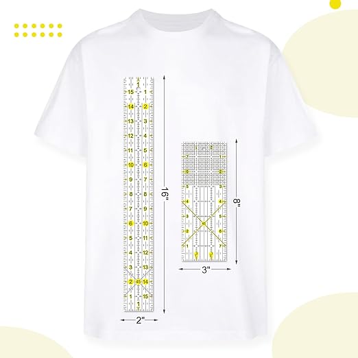 Quilting Ruler, 8 Piece Acrylic Quilting Templates, Sewing Ruler, Fabric Cutting Ruler with Non-Slip Rings, Quilting and Sewing (6"x17", 3"x17", 2"x16", 1.5"x12", 1"x12", 1"x6", 8"x3") (Yellow)