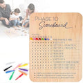 Phase 10 Score Board, 2025 New Wooden Phase 10 Scoreboard and Round Tracker with 8 Colored Pegs, Phase 10 Score Sheets, Board Card Games for Party Family Adults