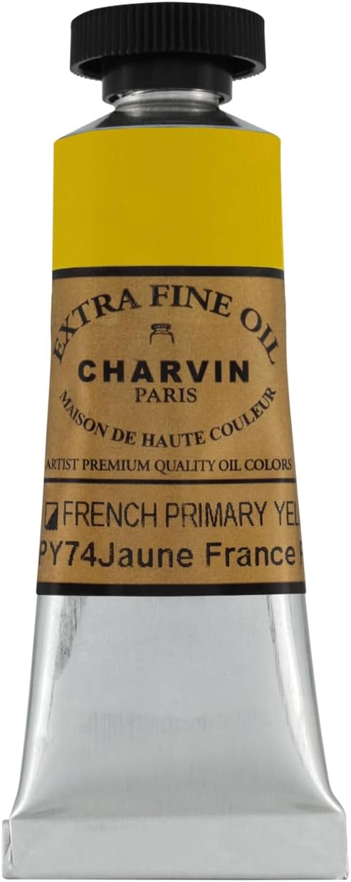 Charvin Extra Fine Oil Paint, French Yellow Primary 20 mL - Triple-Milled, Rich Texture, Poppy Oil-Based, Light-Fast, Handmade, Archival Quality