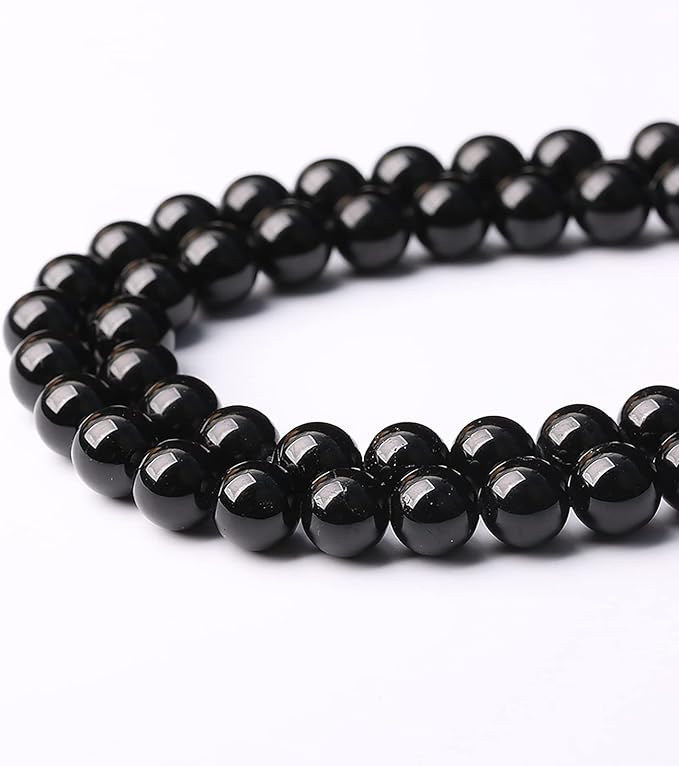 46pcs 8mm AAAA Natural Black Tourmaline Gemstone Beads Round Loose Beads for Jewelry Making DIY Bracelet Necklace