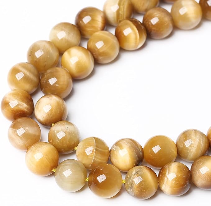 6mm 60pcs Natural Gemstone Gold Tiger Eye Beads Round Spacer Loose Beads for Jewelry Making DIY Bracelet Necklace 15" Inch
