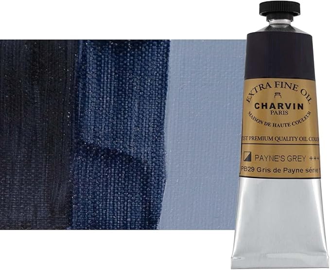 Charvin Extra Fine Oil Paint, Payne's Grey 60 mL - Triple-Milled, Rich Texture, Poppy Oil-Based, Light-Fast, Handmade, Archival Quality