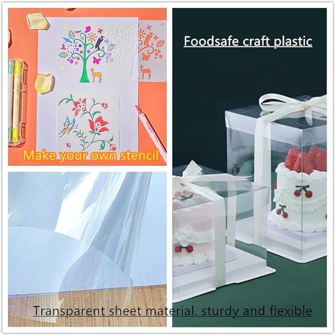 Clear Blank Stencil Sheet for Cuting. 8 Pack 12" x 24" 7.5mil/0.19mm Thick .Gift, Acetate Template Material,Craft Plastic Sheets