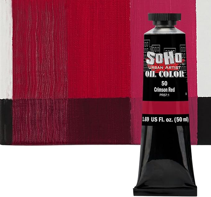 Soho Urban Artist Oil Paint - Crimson Red, 50 ml Tube - Best Valued Oil Colors for Painting, Excellent Pigment Load