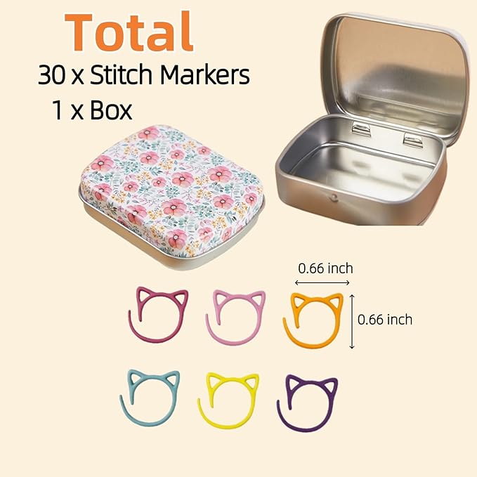 Stitch Markers for Crocheting Cat Stitch Markers with Box Metal Spiral Stitch Markers for Knitting Crochet Stitch Markers Rings Knitting and Crochet Notions (30)