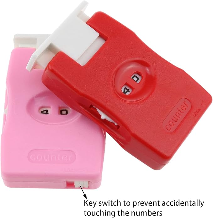AYLIFU Knitting Counter 2set Mini Crochet Counter Knitting Manual Counter lastic Knitting Marking Tool（red and Pink）