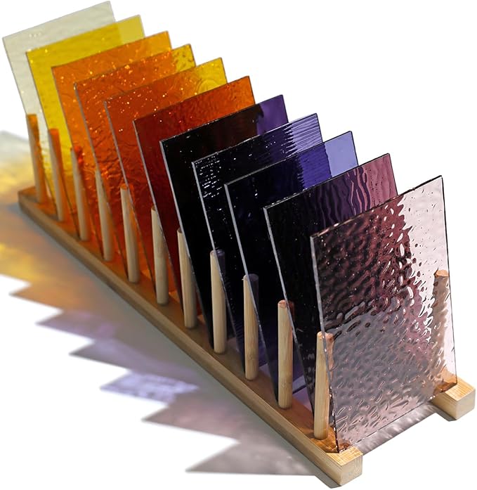 50 Transparent Stained Glass Sheets Bulk, Variety Colors Textured Cathedral Art Glass Sheets for DIY Mosaic Crafts, 4”x6” Vibrant Colored Glass Tiles Pieces for Home Decor