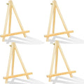 4Pack 9 Inch Pine Wood Easels, Easel Stand for Painting Canvases, Art, and Crafts, Tripod, Painting Party Easel, Kids Student Tabletop Easels for Painting, Portable Canvas Photo Picture Sign Holder