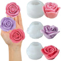 JDH 3 PCS Rose Flower Molds Flower Silicone Candle Mold Candle molds for Candle Making for DIY Scented Candle, Soy Wax, Cake, Soap, Resin Casting Craft Making
