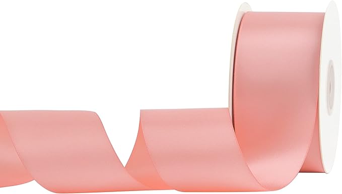HUIHUANG Blush Pink Ribbon 2 inch Double Face Blush Satin Ribbon Wedding Ribbon for Flower Bouquet, Dress Chair Sashes, Invitations Card, Gift Wrapping, Bows, Crafts, Holiday Decor -25 Yards/Roll