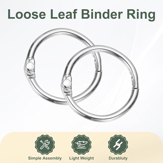 PATIKIL 0.8" x 1" Loose Leaf Binder Rings, 30 Pcs Metal Book Rings Nickel Keychain Ring for Paper Index Cards Flash Card Notebook Rings Office Home Book Binder, Silver Tone