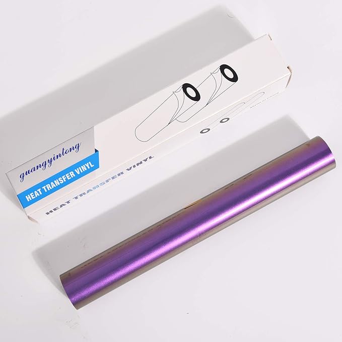 Guangyintong Chameleon HTV Rolls, 12" x 8ft Purple to Green Iron on Vinyl for T-Shirts, Changing Color Heat Transfer Vinyl for All Cutter Machines, Easy to Cut & Weed for DIY Design