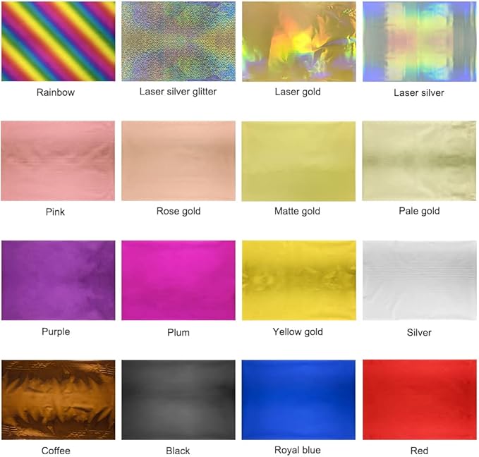 CYFUN DESIGN 50 Sheets Toner Reactive Foil Sheet for Crafts Paper Holographic Heat Transfer Craft Foil Paper for Scrapbooking Stamping Cardstock Heat Transfer DIY Crafts Accessories 7.9 x 11.4inch