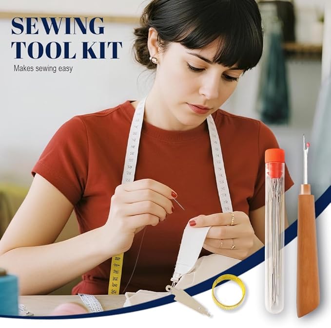 37PCS Sewing Tool Set, 2026 New Big Eye Steel Sewing Needles Kit, Stainless Steel Needles for Hand Sewing Kit, Portable DIY Hand Made Craft Set for Handcraft Lovers (37 Pcs)