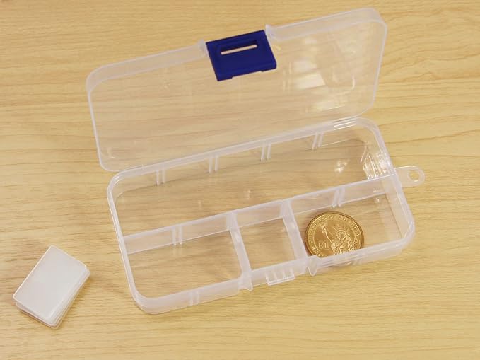 20 packs Plastic Organizer Box 10 Grids Clear Storage Container Jewelry Case with Fixed Dividers for Beads Art DIY Crafts Jewelry Fishing Tackles (20pcs 10 Grids Box)