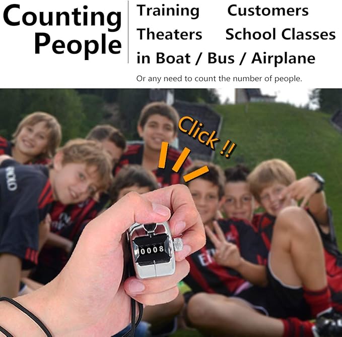 Amble Tally Clicker Counter, Metal Case Mechanical Clicker Digital Handheld Tally Counter with Nylon Lanyard