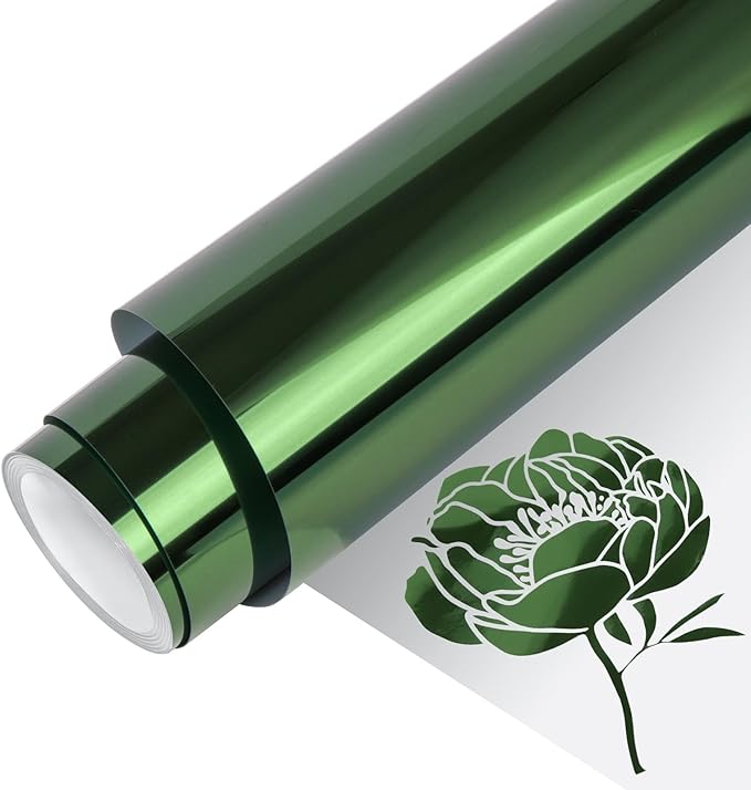 VINYL FROG Metallic Foil HTV Vinyl Roll 12" x5ft Dark Green Chrome Heat Transfer Vinyl Iron on Vinyl Easy to Cut & Weed DIY Heat Press Design for T-Shirts