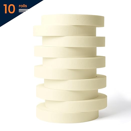 TAPEBEAR General Purpose Masking Tape 0.7 Inches x 60 Yards, Beige White Painters Tape for Painting, Labeling, DIY Arts Crafts, Home Office School Projects, 10 Rolls