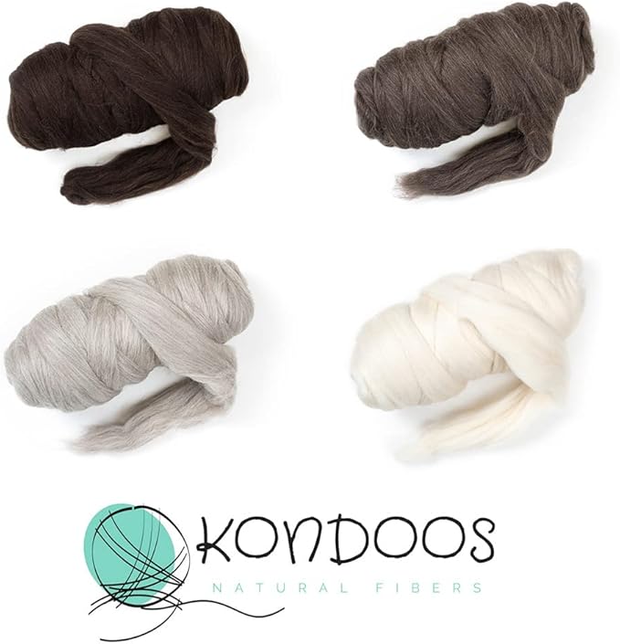 Natural Wool Bulk roving, 1 lb. Best Wool for Spinning, arm Knitting, Felting, Chunky Blankets and Tapestry. Natural Colors, un-Dyed. (Dark Chocolate, 1 lb)