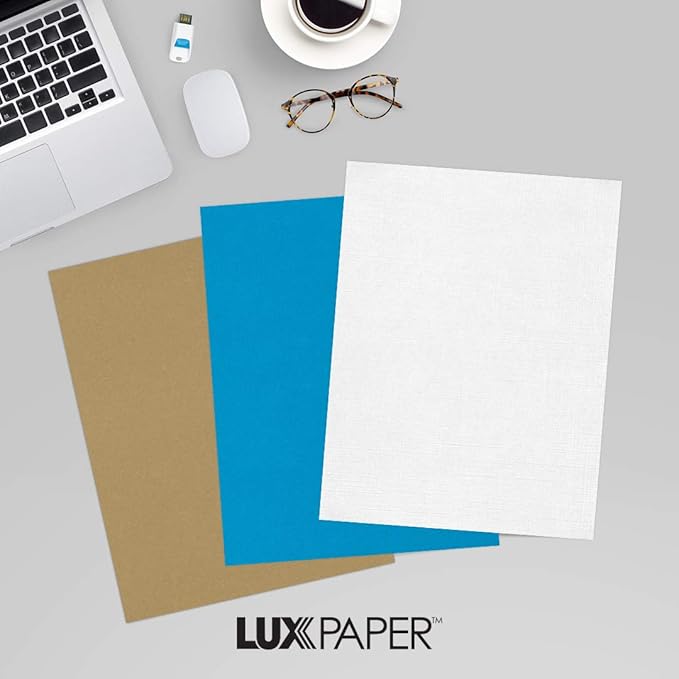 LUXPaper 8.5" x 11" Paper | Letter Size | White Linen | 24lb. (60lb. Text) | 500 Qty