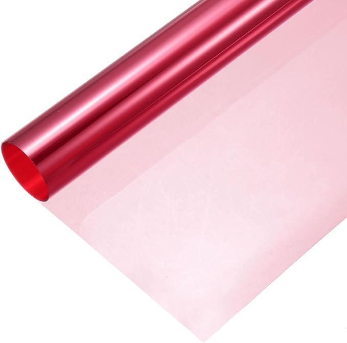 MECCANIXITY Iridescent Window Film,24" x 39" Iridescent Holographic PVC Fabric Dichroic Film Clear Vinyl Paper Roll for DIY Craft Gift Wrapping Bag Decoration,Pink