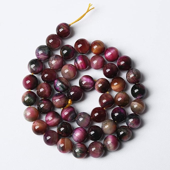 32pcs 12mm Top AAA Natural Tiger Eye Beads for Jewelry Making Rose Red Starry Sky Tiger Eye Stone Round Loose Beads DIY Bracelet Necklace Earrings