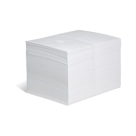 PIG Oil Mat - Oil-Only Absorbent Mat Pad - 100 Pads per Bag - 15" x 20" Pad - Absorbs up to 28 ounces per Pad - MAT403