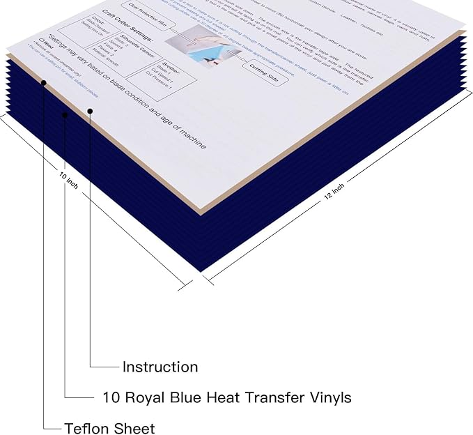 JANDJPACKAGING Royal Blue Heat Transfer Vinyl for T Shirts - 10 Pack Blue HTV Vinyl 12"x10" for Garments Bags and Other Fabrics