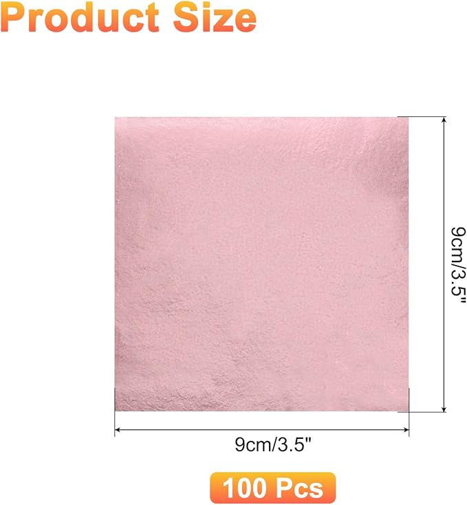 uxcell 100pcs Leaf Sheets, 3.5" x 3.5" Foil Sheets Paper Sheets for DIY Crafts Painting Nails Resin Furniture Decoration(Grey Pink)