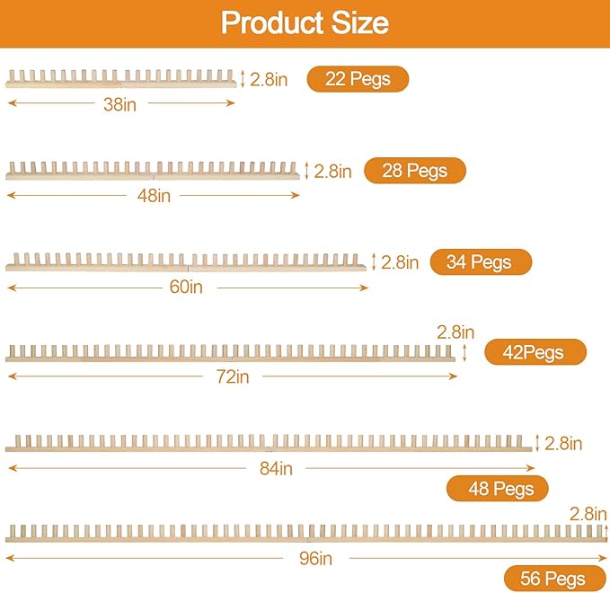 QWM Chunky Blankets Loom Knitting Looms Long Installation Free and Adjustable Foldable Portable Extra Loom Large 38,48,60, 72,84,96 Inch (48inch)