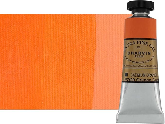 Charvin Extra Fine Oil Paint, Cadmium Orange 20 mL - Triple-Milled, Rich Texture, Poppy Oil-Based, Light-Fast, Handmade, Archival Quality