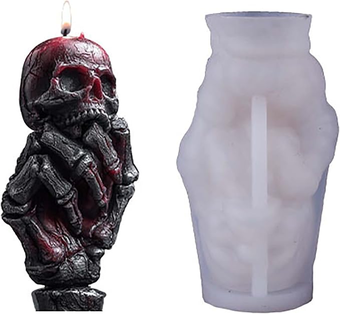 Skull Hand Ghost Cylinder Molds Silicone Wave Spiral Candle Mold - Silicone Resin Casting Molds for Candle & Resin & Soap Craft Supplies