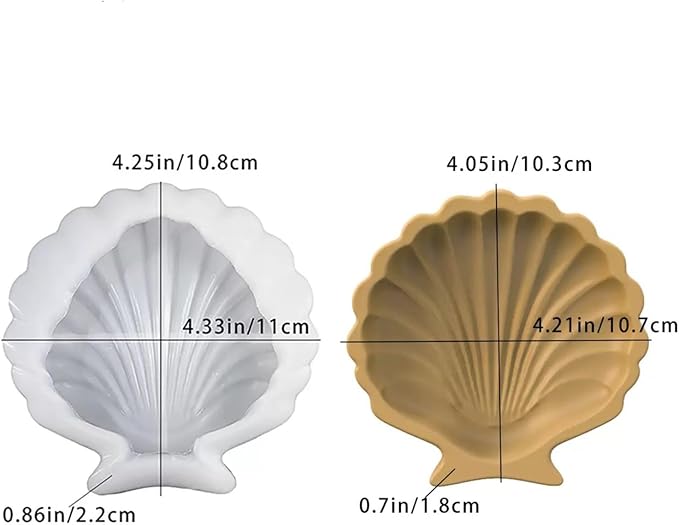 2PCS Ocean Theme Resin Molds, Seashell Silicone Epoxy Casting Mould for DIY Jewelry Plate Candy Container Storage Home Decor