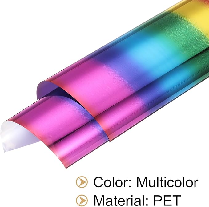 MECCANIXITY 50 Sheets Multicolor Heat Reactive Foil Transfer Paper, 20x29cm, PET, Rectangular, Glossy, Crafts