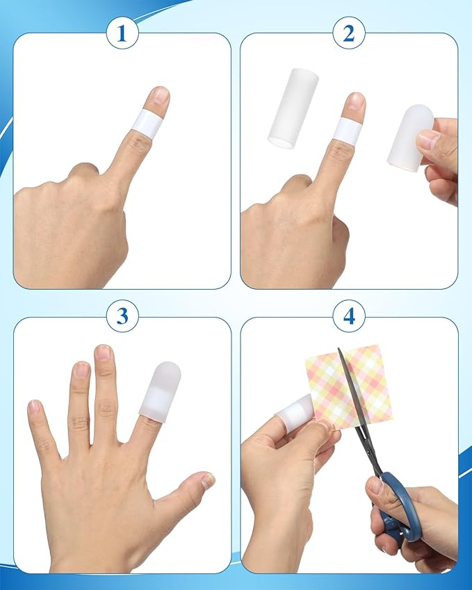 EORTA 30 Pieces Silicone Finger Cots Gel Finger Protector Gloves Fingertip Protect Moisturizing Covers for Embroidery, Cutting, Hands Cracking, Open and Closed fingertip, White