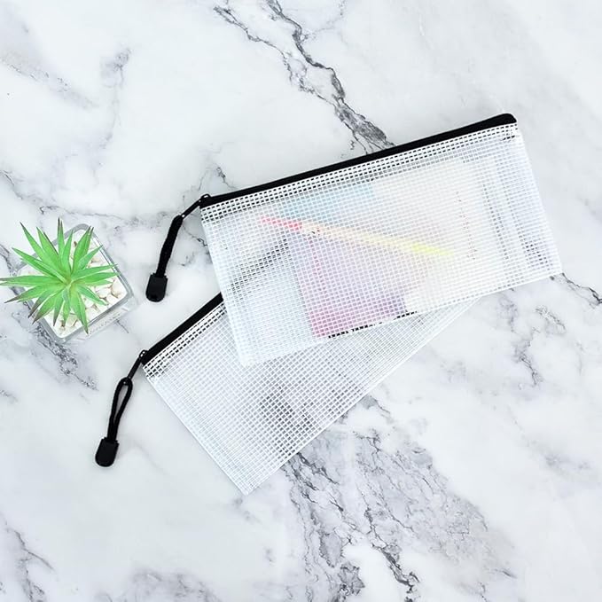 Vuzvuv 30pcs 9.1"x 4.5" Mesh Zipper Pouch Zipper Bags, Zipper Case Pouch Bulk, Mesh Bag for File, Makeup, Board Game Office Home Travel Storage