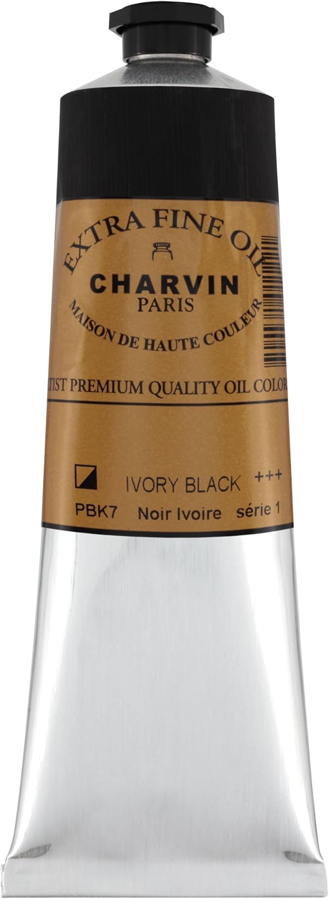 Charvin Extra Fine Oil Paint, Ivory Black 150 ml - Triple-Milled, Rich Texture, Poppy Oil-Based, Light-Fast, Handmade, Archival Quality