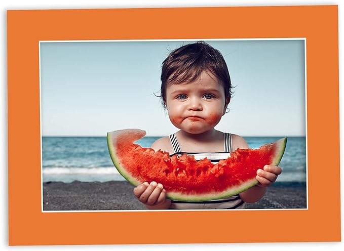 5.5x8.5 Mat for 8.5x11 Frame - Precut Mat Board Acid-Free Orange 5.5x8.5 Photo Matte for a 8.5x11 Picture Frame, Premium Matboard for Family Photos, Show Kits, Art, Picture Framing, Pack of 10 Mats