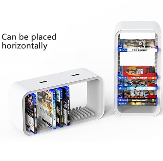 wigmoa OYO-1【15.8INCH】 game Storage Tower Compatible with PS5/ Xbox Series S & X/Switch, Universal Video Games Discs Organizers 18 PCS with 4 Controllers Holder, Game Disk Box Stand.(White/Blue)
