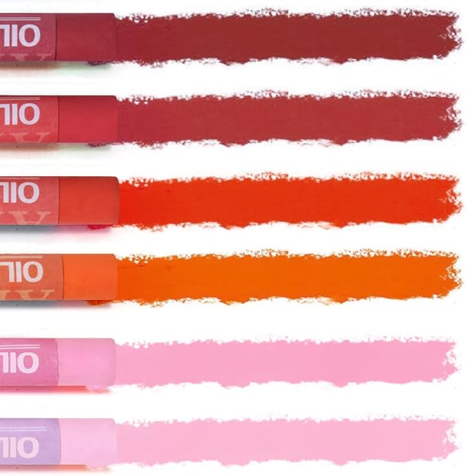 Mifuner Soft Oil Pastels Set (6 Sticks,6 Colors),Colors Heavy Oil Pastels Vibrant and Creamy,Pastel Art Supplies for Artists,Gallery Oil Painting Stick,Beginners,Adult Art Drawing Red
