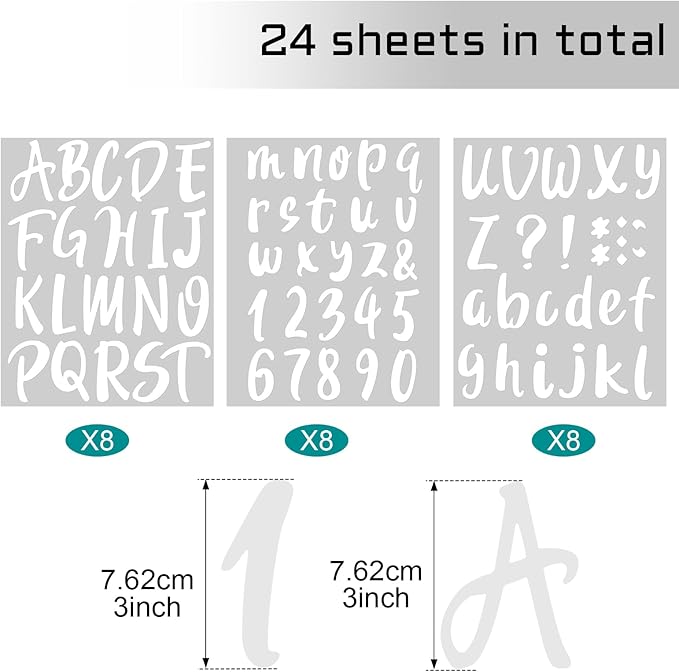 Outus 576 Pieces 8 Sheets Letters Stickers Self Adhesive Vinyl Letter Alphabet Number Stickers Mailbox Numbers Sticker, Decals for Classroom Decor, Sign, Door(White,3 Inch)